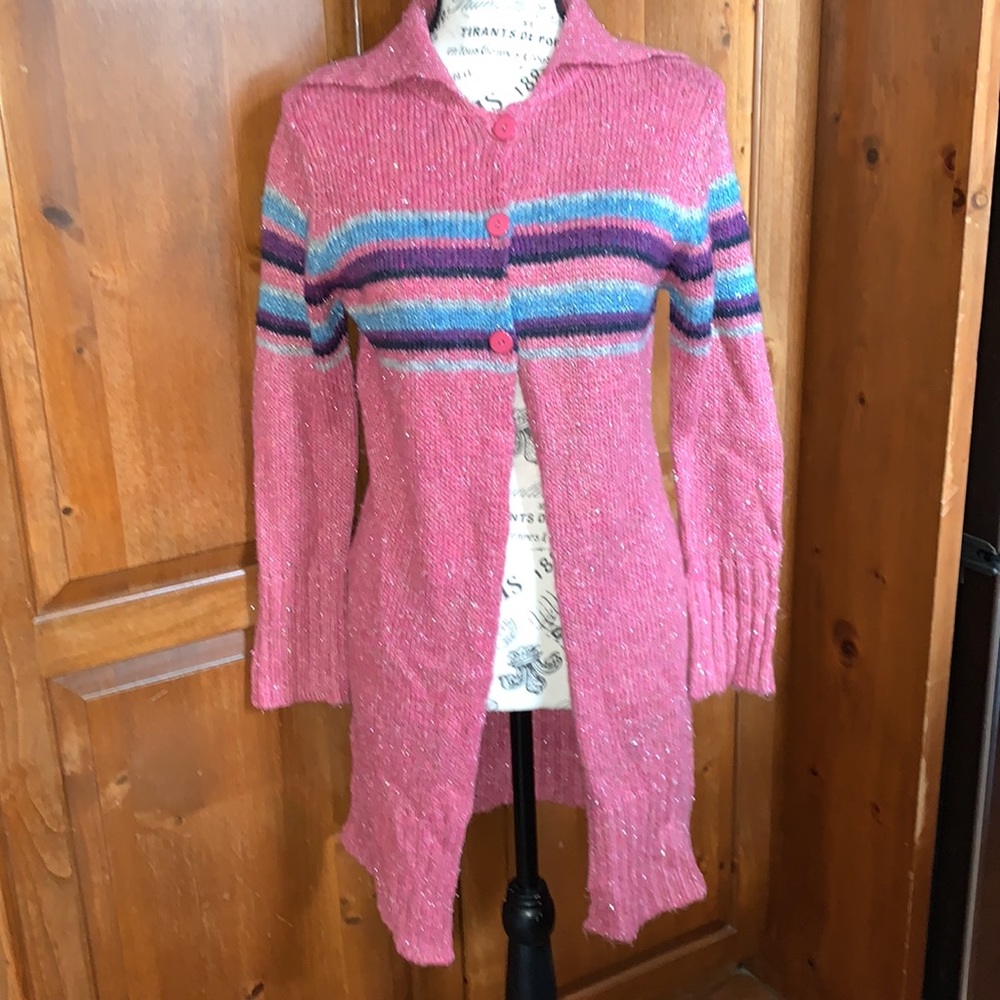 Sweet Soda mauve sparkle knit cardigan sweater sz large